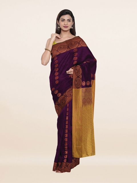 

Pothys Purple & Gold-Toned Woven Design Pure Silk Saree