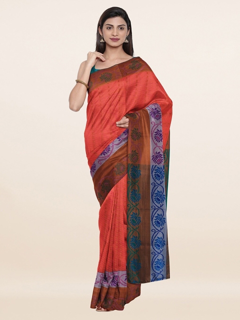 

Pothys Peach & Blue Pure Silk Saree