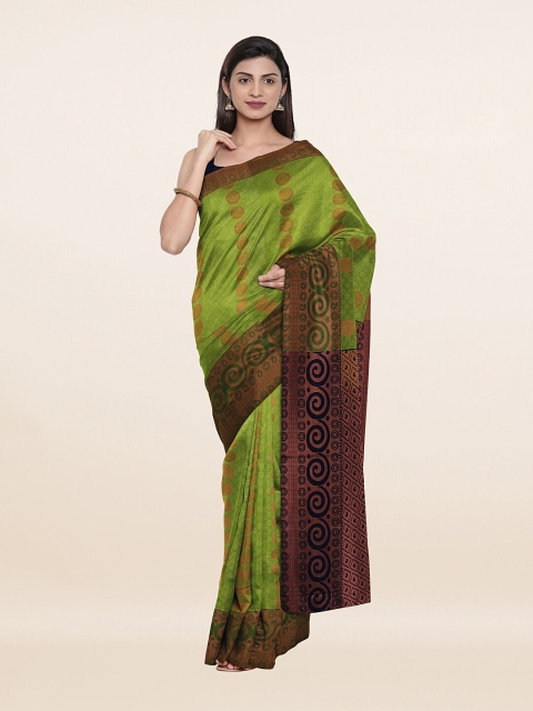

Pothys Green & Maroon Floral Pure Silk Saree