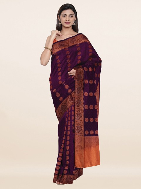 

Pothys Purple & Gold-Toned Woven Design Zari Pure Silk Saree