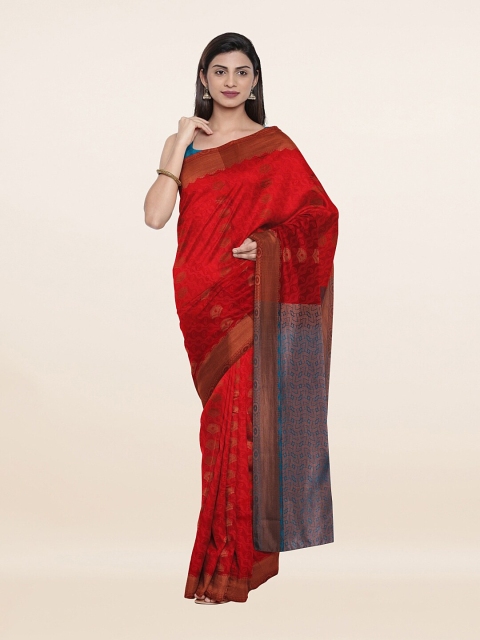 

Pothys Pink & Blue Woven Design Pure Silk Saree