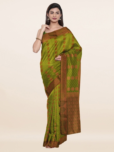 

Pothys Green & Copper-Toned Woven Design Pure Silk Saree