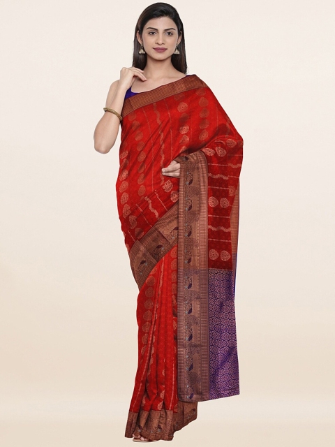 

Pothys Red & Blue Woven Design Pure Silk Saree