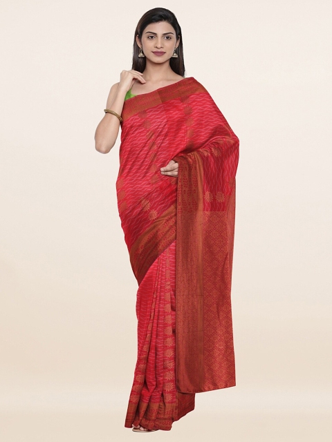 

Pothys Pink & Copper-Toned Woven Design Zari Pure Silk Saree