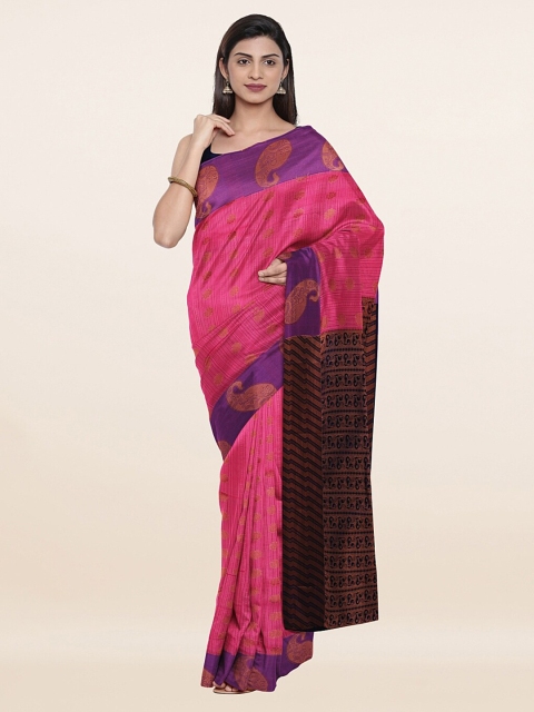 

Pothys Pink & Purple Woven Design Pure Silk Saree