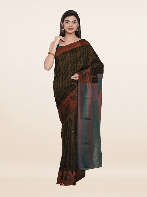 

Pothys Women Green & Brown Woven Design Pure Silk Saree, Grey