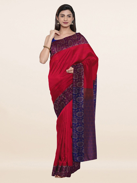 

Pothys Pink & Blue Zari Pure Silk Saree