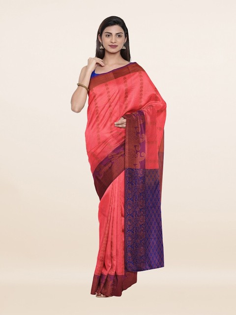 

Pothys Pink & Violet Ethnic Motifs Zari Pure Silk Saree