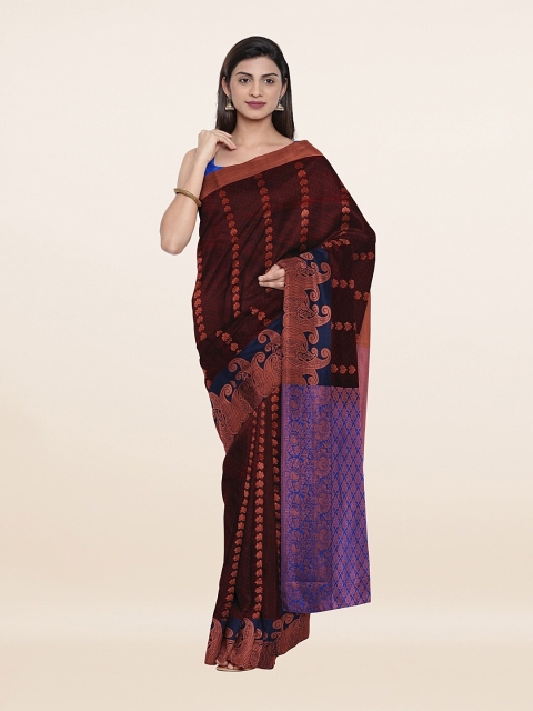 

Pothys Maroon & Violet Ethnic Motifs Zari Pure Silk Saree