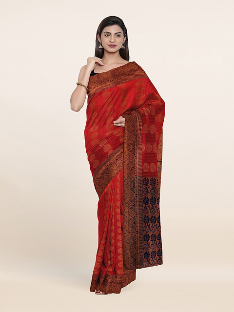 

Pothys Red & Green Woven Design Zari Pure Silk Saree