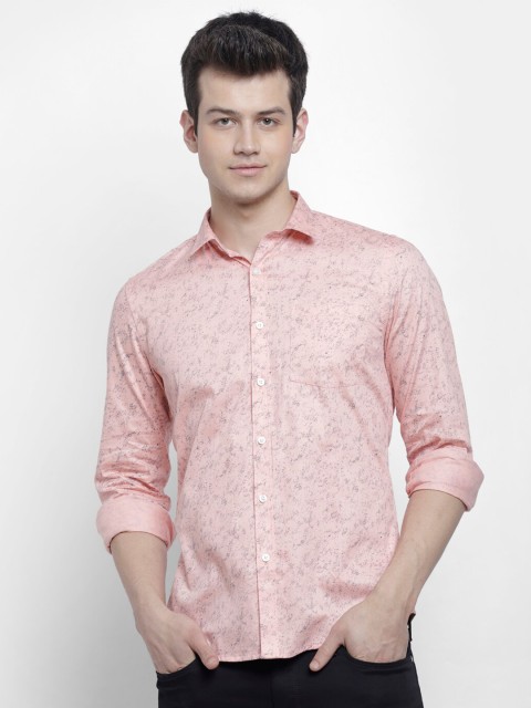 

cape canary Men Pink Regular Fit Printed Cotton Casual Shirt