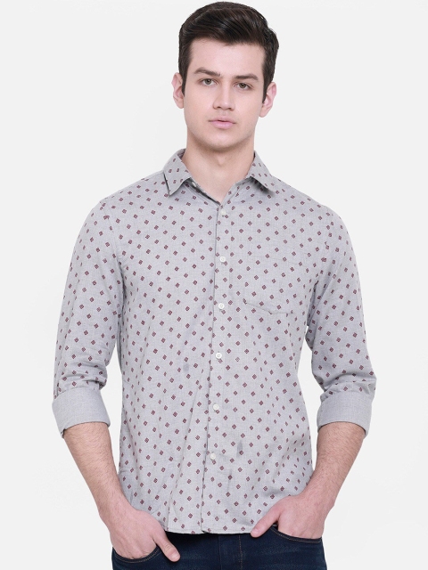 

cape canary Men Grey Floral Printed Casual Shirt