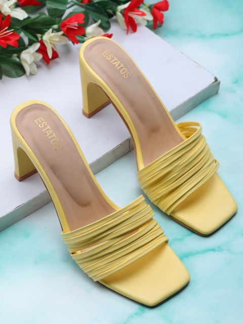 

ESTATOS Yellow Solid PU Block Heels