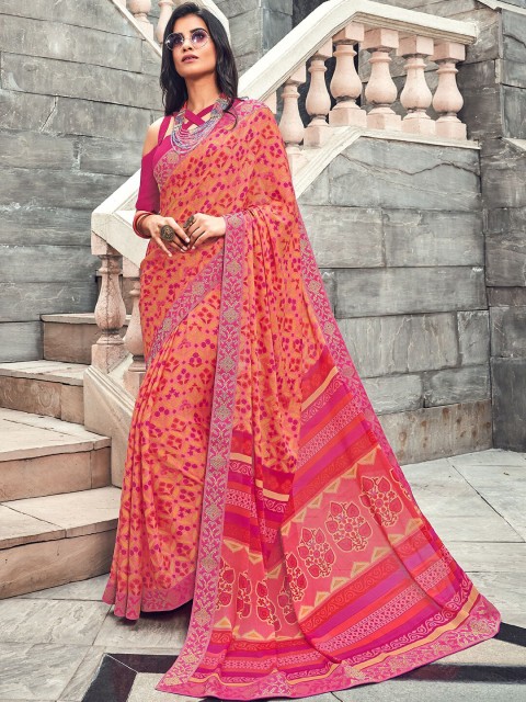 

Shaily Women Peach Sarees