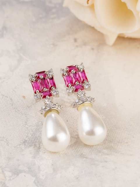 

BARSANO Pink Contemporary Studs Earrings