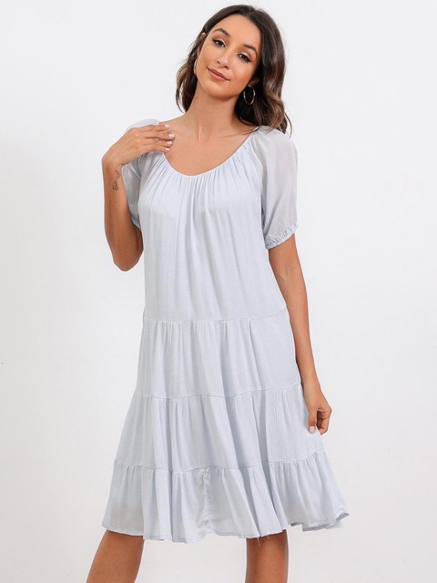 

BoStreet Blue Layered A-Line Dress