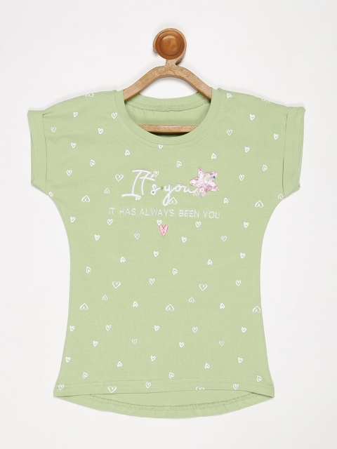 

V2 Value & Variety Girls Green & White Extended Sleeves Knitted Top
