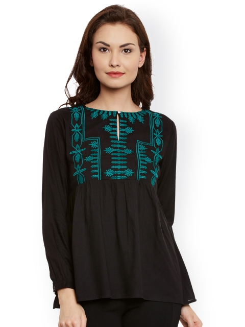 

The Vanca Black Embroidered Top