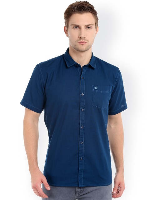 

L.A. SEVEN Men Navy Slim Fit Solid Casual Shirt, Navy blue