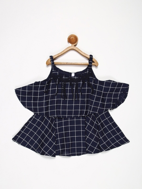 

V2 Value & Variety Girls Blue Checked A-Line Top