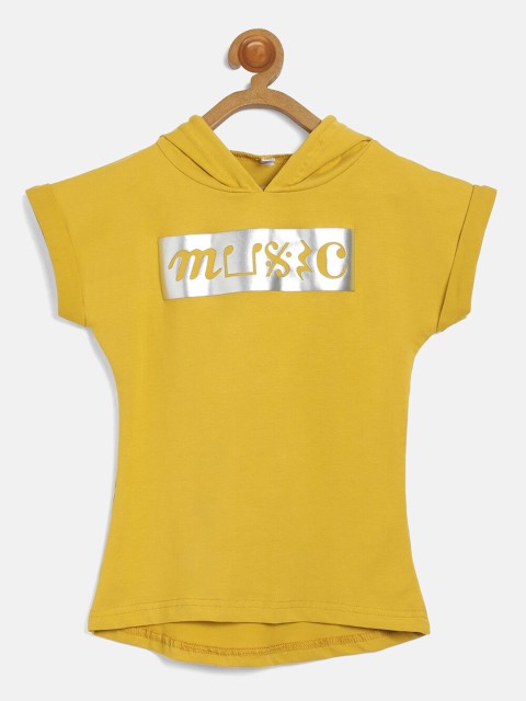 

V2 Value & Variety Girls Mustard Yellow Printed Top