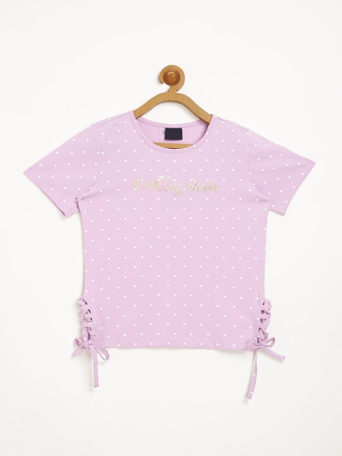 

V2 Value & Variety Girls Purple & White Printed Regular Top