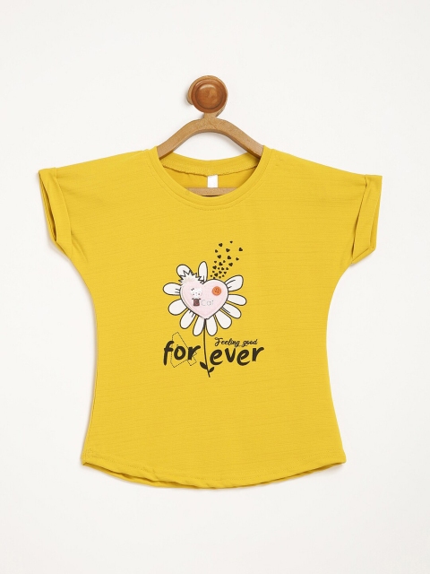 

V2 Value & Variety Mustard Yellow Print Extended Sleeves Top