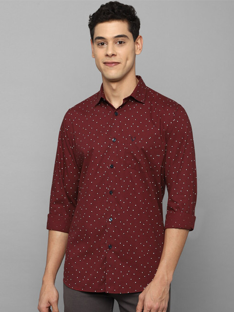 

Allen Solly Men Maroon Slim Fit Printed Casual Shirt