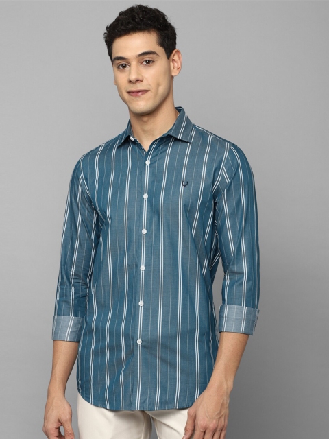 

Allen Solly Men Blue Slim Fit Striped Cotton Casual Shirt