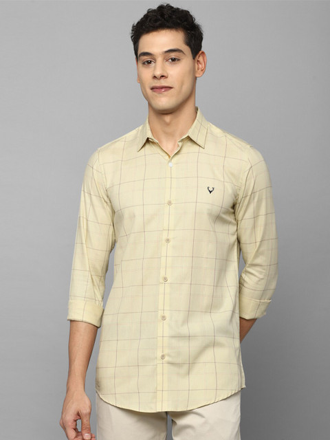 

Allen Solly Men Yellow Slim Fit Windowpane Checks Checked Casual Shirt