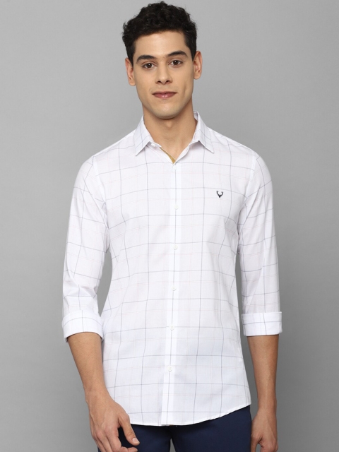 

Allen Solly Men White Slim Fit Windowpane Checks Cotton Casual Shirt