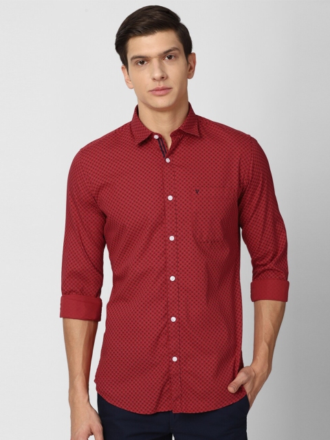 

Van Heusen Sport Men Red Slim Fit Printed Pure Cotton Casual Shirt