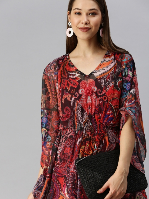 

SHOWOFF Women Multicoloured Kaftan Midi Dress, Multi