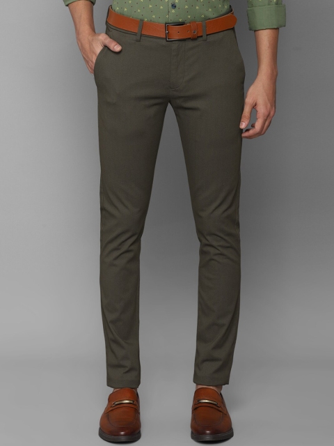 

Allen Solly Men Olive Green Textured Slim Fit Trousers