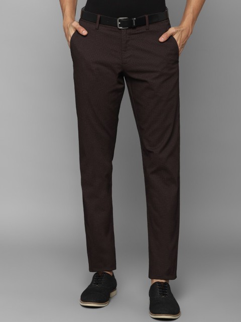 

Allen Solly Men Brown Textured Slim Fit Trousers 96% Cotton