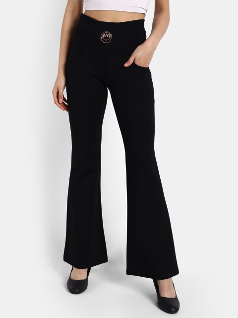 

Next One Women's High Rise Skinny Fit Boot Cut Stretchable Black Jeggings