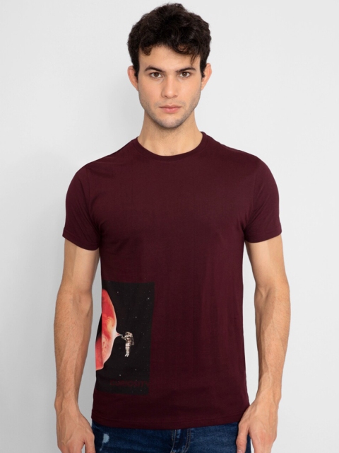 

Snitch Men Maroon Printed Slim Fit T-shirt