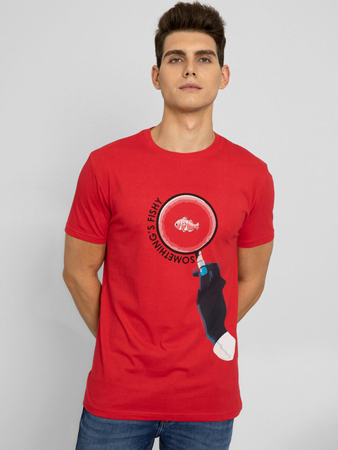 

Snitch Men Red Typography Printed Slim Fit T-shirt