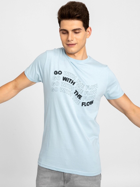 

Snitch Men Blue Printed Applique Slim Fit T-shirt