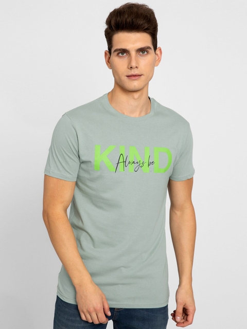 

Snitch Men Green Typography Printed Applique Slim Fit T-shirt