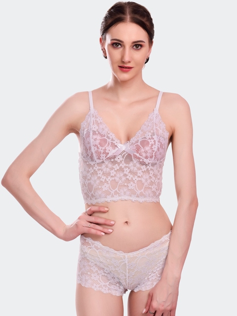 

Fleurt Women White Self-Design Lace Lingerie Set Fleurt-L.Set-170-WH-S