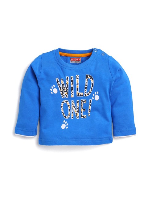 

Hopscotch Boys Blue Typography Printed T-shirt