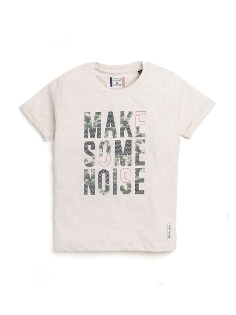 

Hopscotch Boys Brown Typography Printed Applique T-shirt