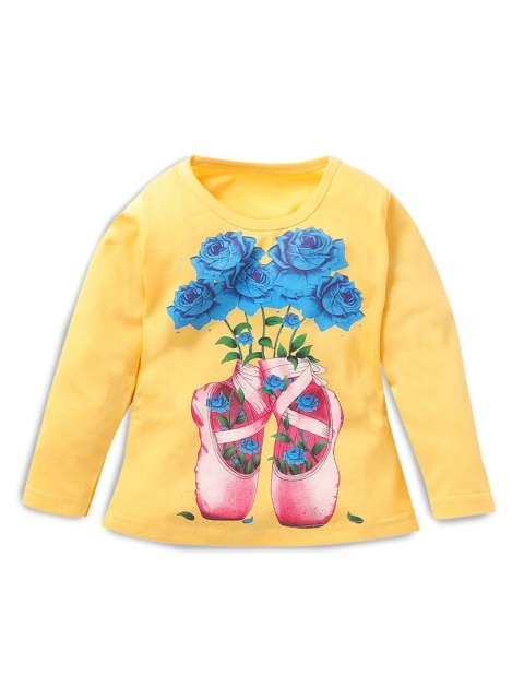 

Hopscotch Girls Gold-Toned V-Neck T-shirt