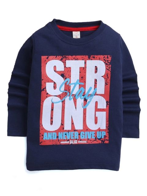 

Hopscotch Boys Blue Typography Printed T-shirt