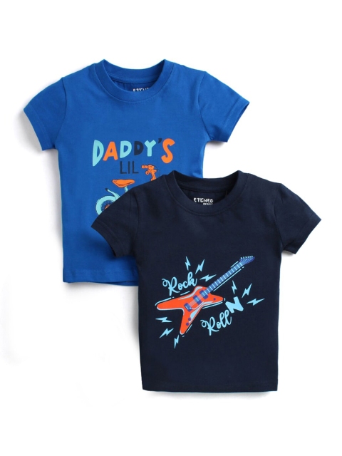 

Hopscotch Boys Pack of 2 Graphic Printed T-shirts, Navy blue