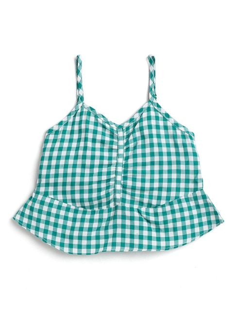 

Hopscotch Girls Green & White Checked Crop Top