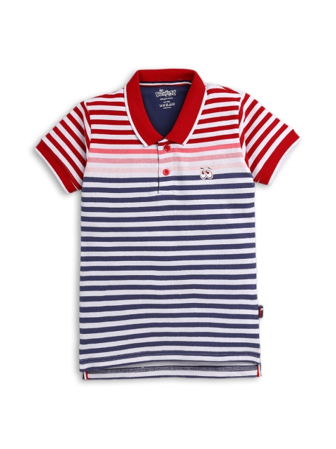 

Hopscotch Boys Maroon Striped Extended Sleeves Applique T-shirt