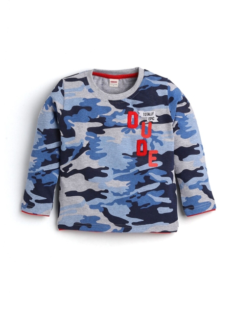 

Hopscotch Boys Navy Blue Camouflage Printed T-shirt
