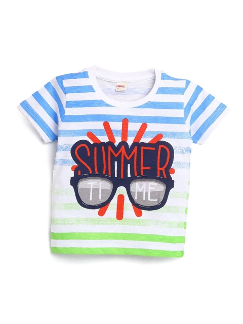 

Hopscotch Boys White & Blue Striped T-shirt